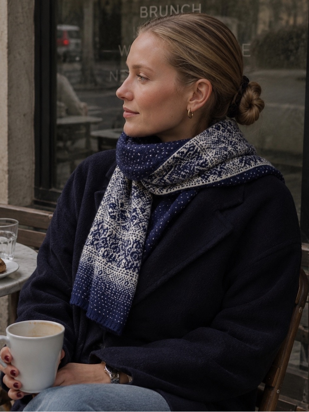 Felissimo Sunny Clouds Nordic Knit Scarf White Winter Japanese Minimalist Unisex